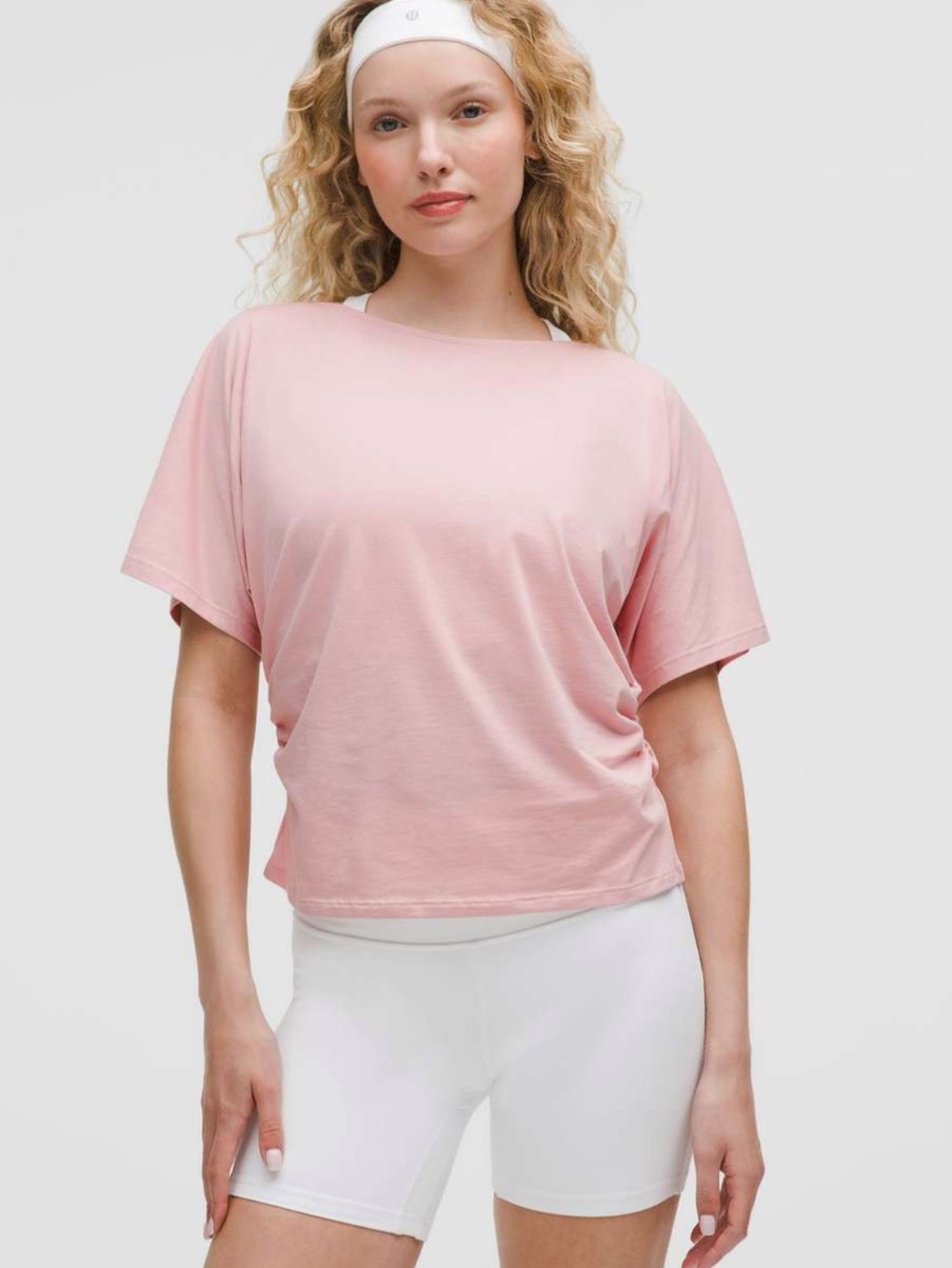 Lululemon Organic Cotton Ruched-Sides T-Shirt pink haze sz large